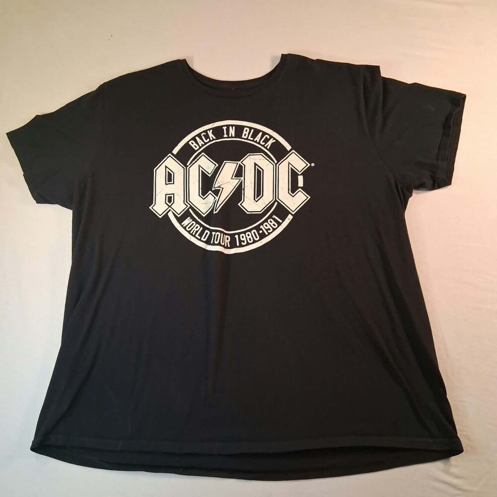 AC/DC Back In Black World Tour 1980 1981 T-Shirt Mens 3XL Black NWOT Brand New